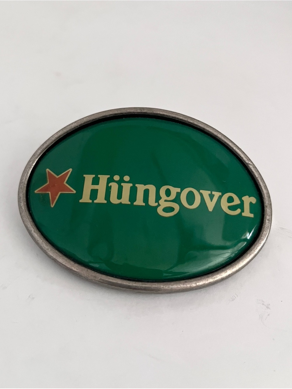 Hüngover Green Enamel Oval Belt Buckle with Bottle Opener